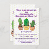 Cute singing cactus trio cartoon illustratie kaart (Voorkant / Achterkant)