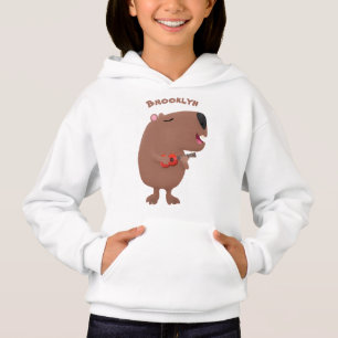Cute singing capybara ukulele cartoon