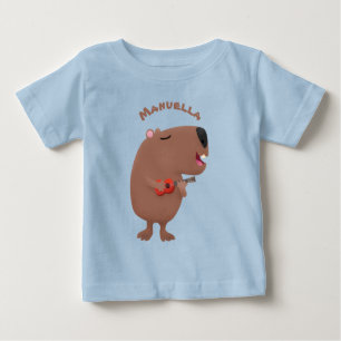 Cute singing capybara ukulele cartoon