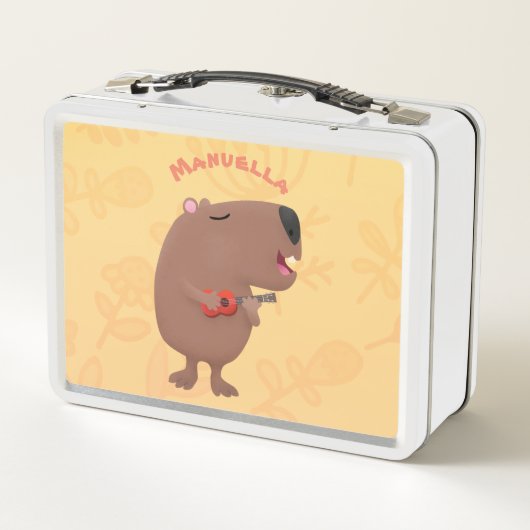 Cute singing capybara ukulele cartoon (Achterkant)