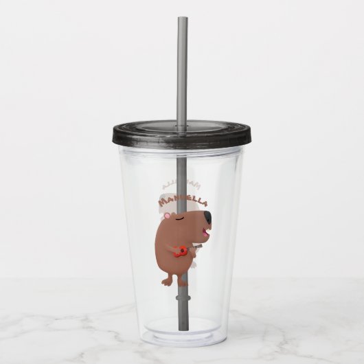 Cute singing capybara ukulele cartoon acryl drinkbeker (Voorkant)