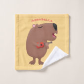 Cute singing capybara ukulele cartoon bad handdoek (Wasdoekje)
