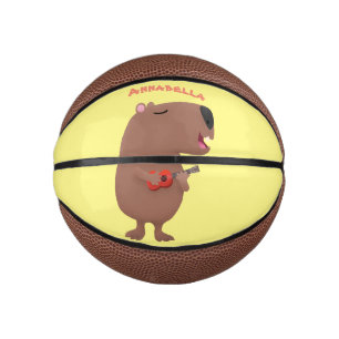 Cute singing capybara ukulele cartoon basketbal