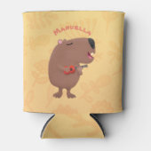 Cute singing capybara ukulele cartoon blikjeskoeler (Voorkant)
