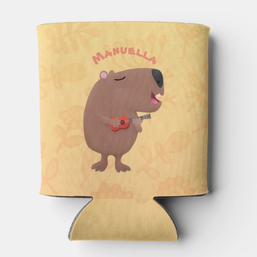 Cute singing capybara ukulele cartoon blikjeskoeler (Achterkant)
