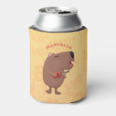 Cute singing capybara ukulele cartoon blikjeskoeler (Blikje Achterkant)