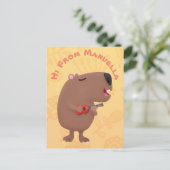 Cute singing capybara ukulele cartoon briefkaart (Staand voorkant)