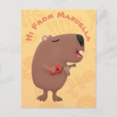 Cute singing capybara ukulele cartoon briefkaart (Voorkant)