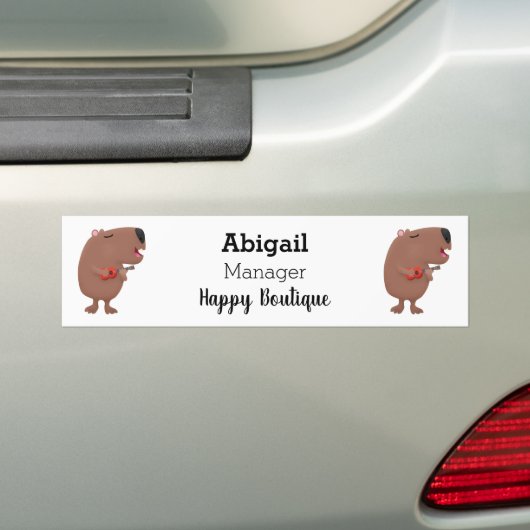 Cute singing capybara ukulele cartoon bumpersticker (Op auto)