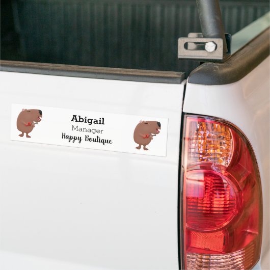 Cute singing capybara ukulele cartoon bumpersticker (Op Truck)