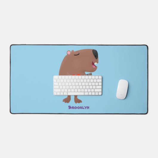 Cute singing capybara ukulele cartoon bureaumat (Keyboard & Muis)