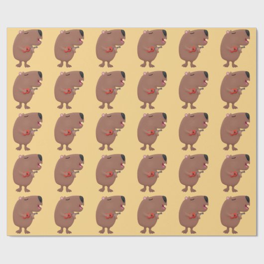 Cute singing capybara ukulele cartoon cadeaupapier (Vlak)