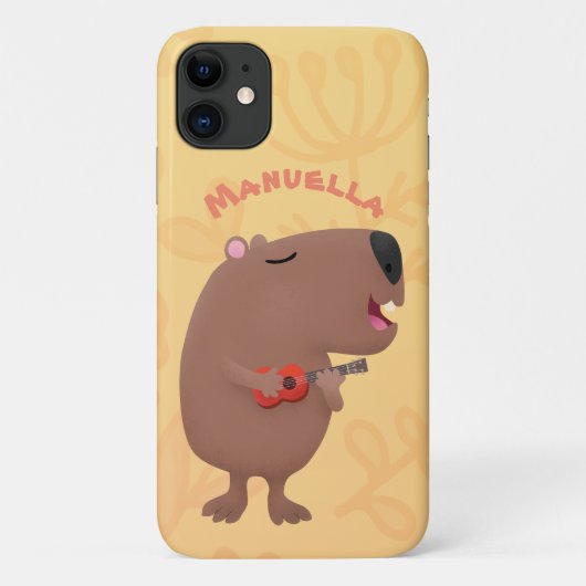 Cute singing capybara ukulele cartoon Case-Mate iPhone case (Achterkant)