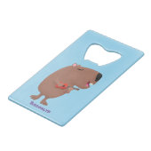 Cute singing capybara ukulele cartoon creditkaart flessenopener (Achterkant Gekanteld)