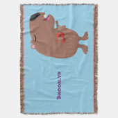 Cute singing capybara ukulele cartoon deken (Voorkant Verticaal)