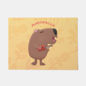 Cute singing capybara ukulele cartoon deurmat (Voorkant)