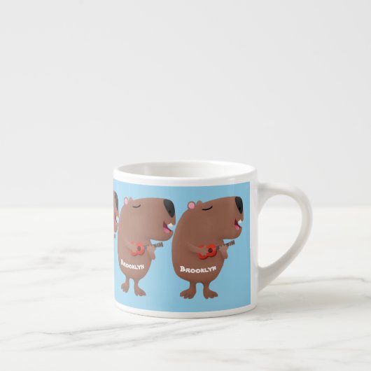 Cute singing capybara ukulele cartoon espresso kop (Rechts)