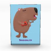 Cute singing capybara ukulele cartoon fotoblokken (Voorkant)
