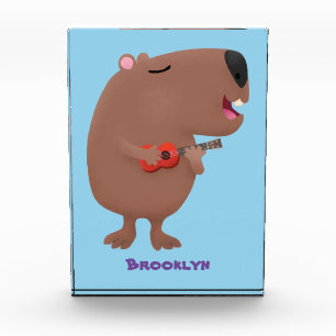 Cute singing capybara ukulele cartoon fotoblokken