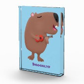Cute singing capybara ukulele cartoon fotoblokken (Rechts)