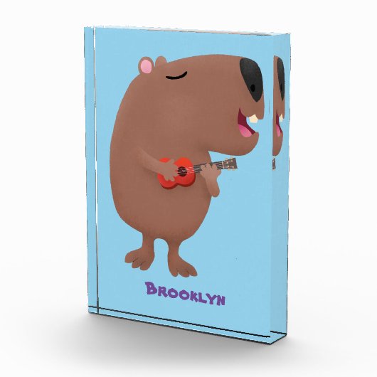 Cute singing capybara ukulele cartoon fotoblokken (Rechts)