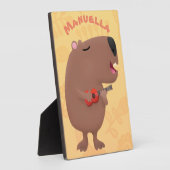 Cute singing capybara ukulele cartoon fotoplaat (Zijkant)
