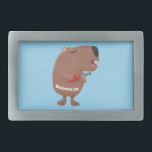 Cute singing capybara ukulele cartoon gesp<br><div class="desc">Dit gelukkige capybara zingt en speelt de ukulele. Ontworpen in de stijl van de leuke cartoon illustratie.</div>