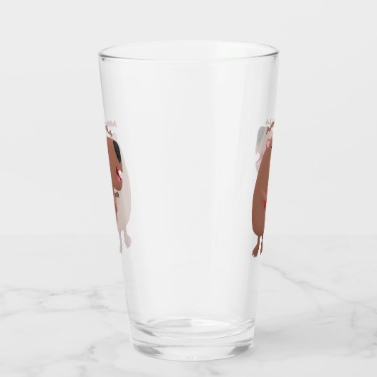 Cute singing capybara ukulele cartoon glas (Rechts)