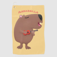 Cute singing capybara ukulele cartoon