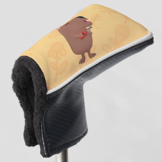 Cute singing capybara ukulele cartoon golfheadcover (3/4 voorkant)