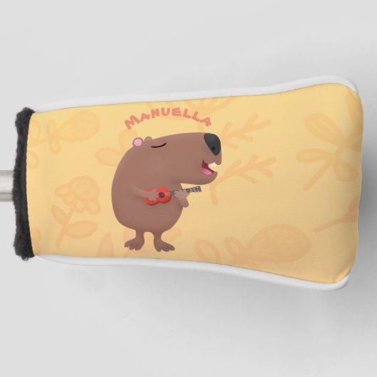 Cute singing capybara ukulele cartoon golfheadcover (Voorkant)