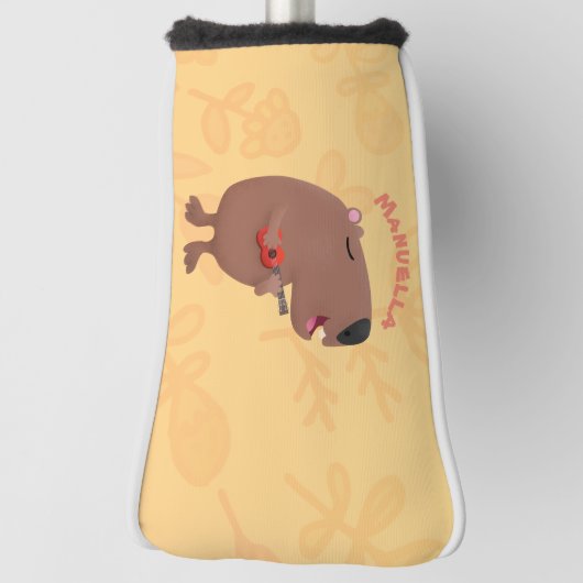 Cute singing capybara ukulele cartoon golfheadcover (Draai 90)