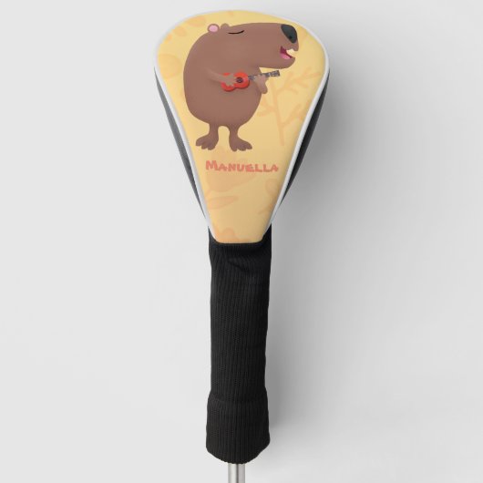 Cute singing capybara ukulele cartoon golfheadcover (Voorkant)