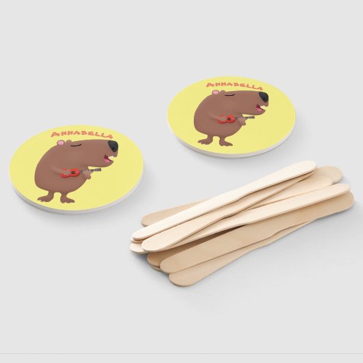 Cute singing capybara ukulele cartoon handwaaier (Niet-gemonteerd)