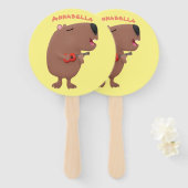 Cute singing capybara ukulele cartoon handwaaier (Voorkant en achterkant)
