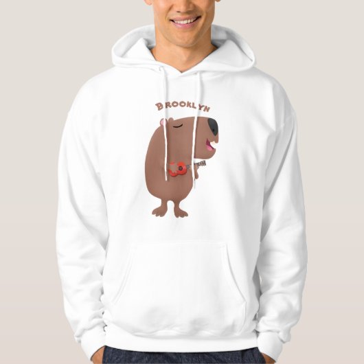 Cute singing capybara ukulele cartoon hoodie (Voorkant)