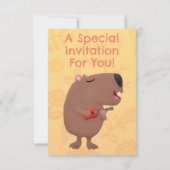 Cute singing capybara ukulele cartoon kaart (Achterkant)