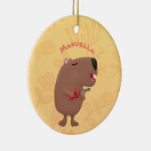 Cute singing capybara ukulele cartoon keramisch ornament (Rechts)