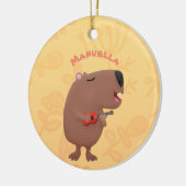 Cute singing capybara ukulele cartoon keramisch ornament (Links)