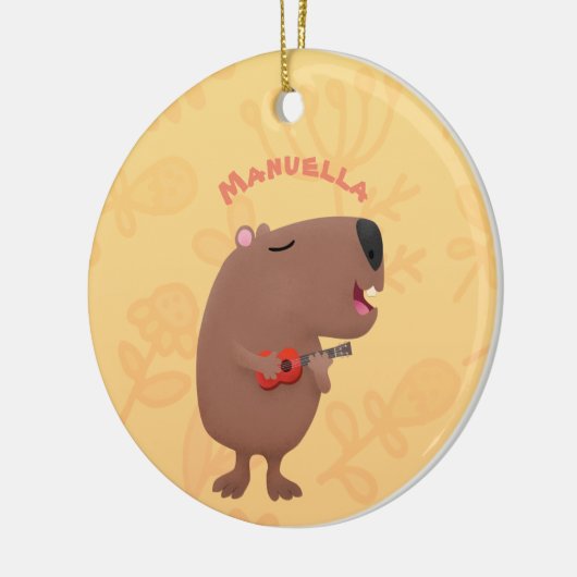 Cute singing capybara ukulele cartoon keramisch ornament (Links)