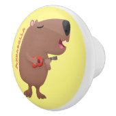 Cute singing capybara ukulele cartoon keramische knop (Rechts)