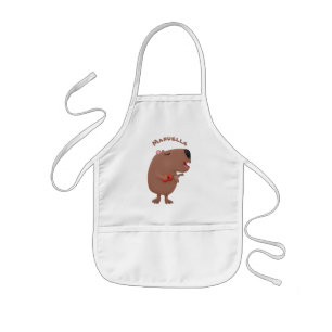 Cute singing capybara ukulele cartoon kinder schort