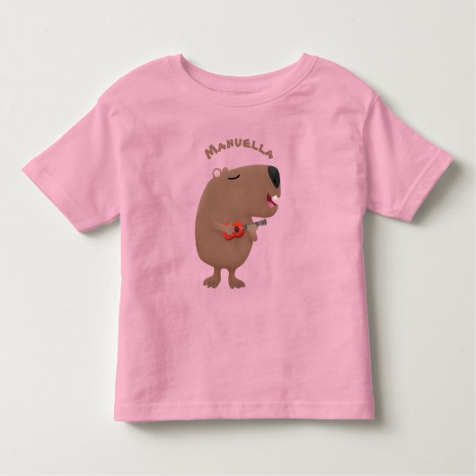Cute singing capybara ukulele cartoon kinder shirts (Voorkant)