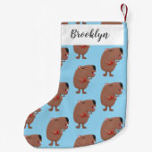 Cute singing capybara ukulele cartoon kleine kerstsok (Achterkant)