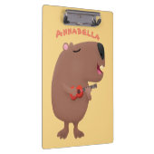 Cute singing capybara ukulele cartoon klembord (Rechts)