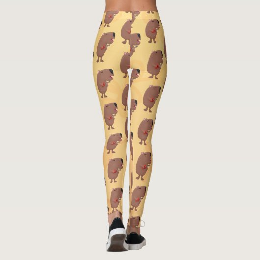 Cute singing capybara ukulele cartoon leggings (Achterkant)