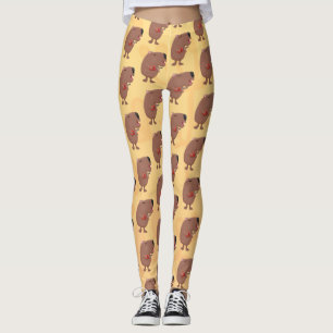 Cute singing capybara ukulele cartoon leggings
