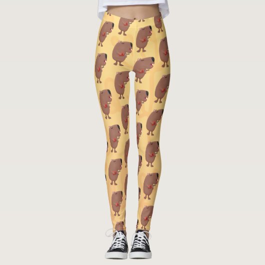 Cute singing capybara ukulele cartoon leggings (Voorkant)
