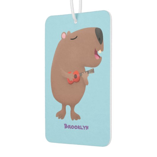 Cute singing capybara ukulele cartoon luchtverfrisser (Links)