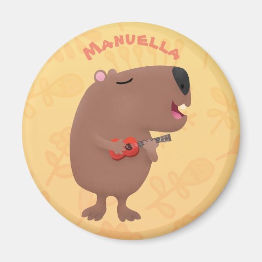 Cute singing capybara ukulele cartoon magneet (Voorkant)